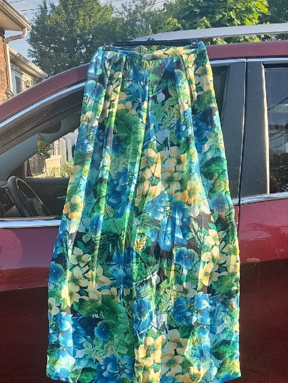 iris Wide-Leg Floral Palazzo Pants - Blue & Green